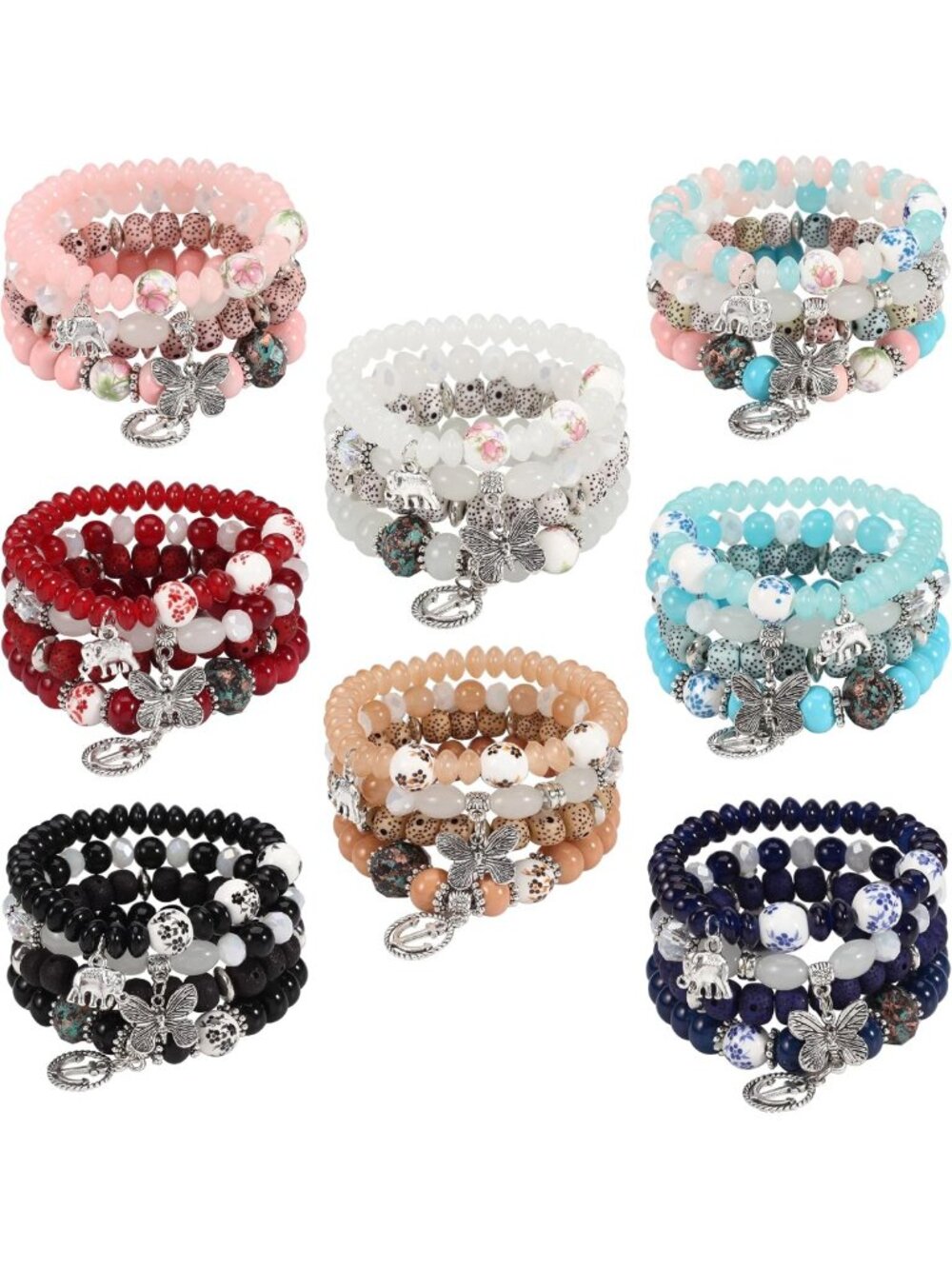 Colorful Bohemian Stretch Bracelets for Women | Multilayer Beaded Charm Jewelry